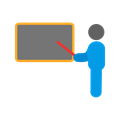 Instructor training and coaching by pointing at a blackboard